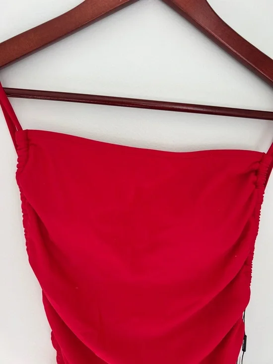 Fashion Nova Ellie Ruched One-Piece Swimsuit Style# ZD22064 Red NWT Size M - Picture 6 of 13